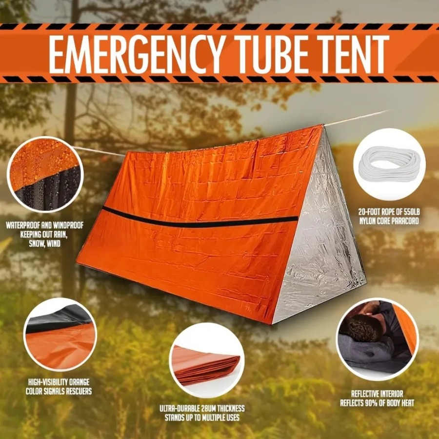 Emergency Mylar Tent - Saco de dormir de emergência anti-chuva,